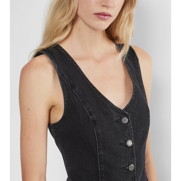 DENIM FORUM The '90s Mia Denim Vest Black Eyeliner Jean S Aritzia - Picture 6 of 12